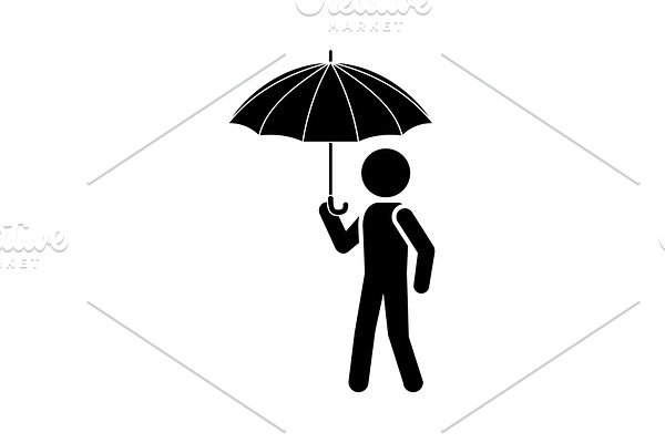 Man with an umbrella icon black 