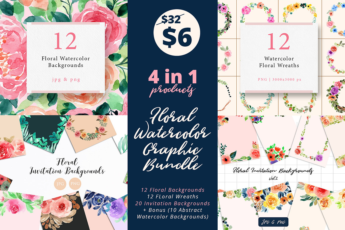 Floral Watercolor Graphic Bundle in Illustrations - product preview 8