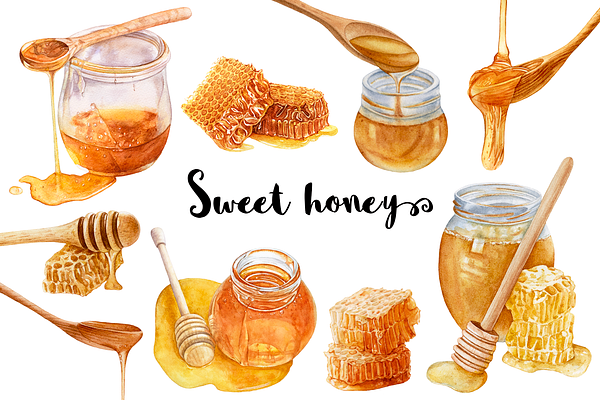 Watercolor sweet honey