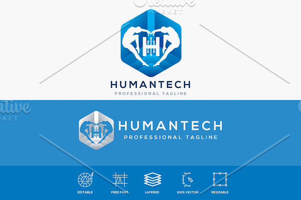 Human Tech Futuristic Logo