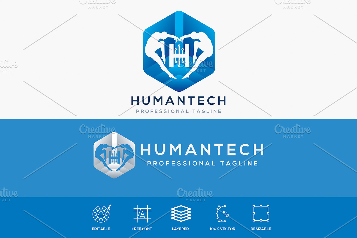 Human Tech Futuristic Logo in Logo Templates - product preview 8