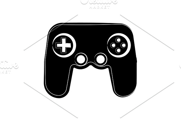 Game console icon black on white 