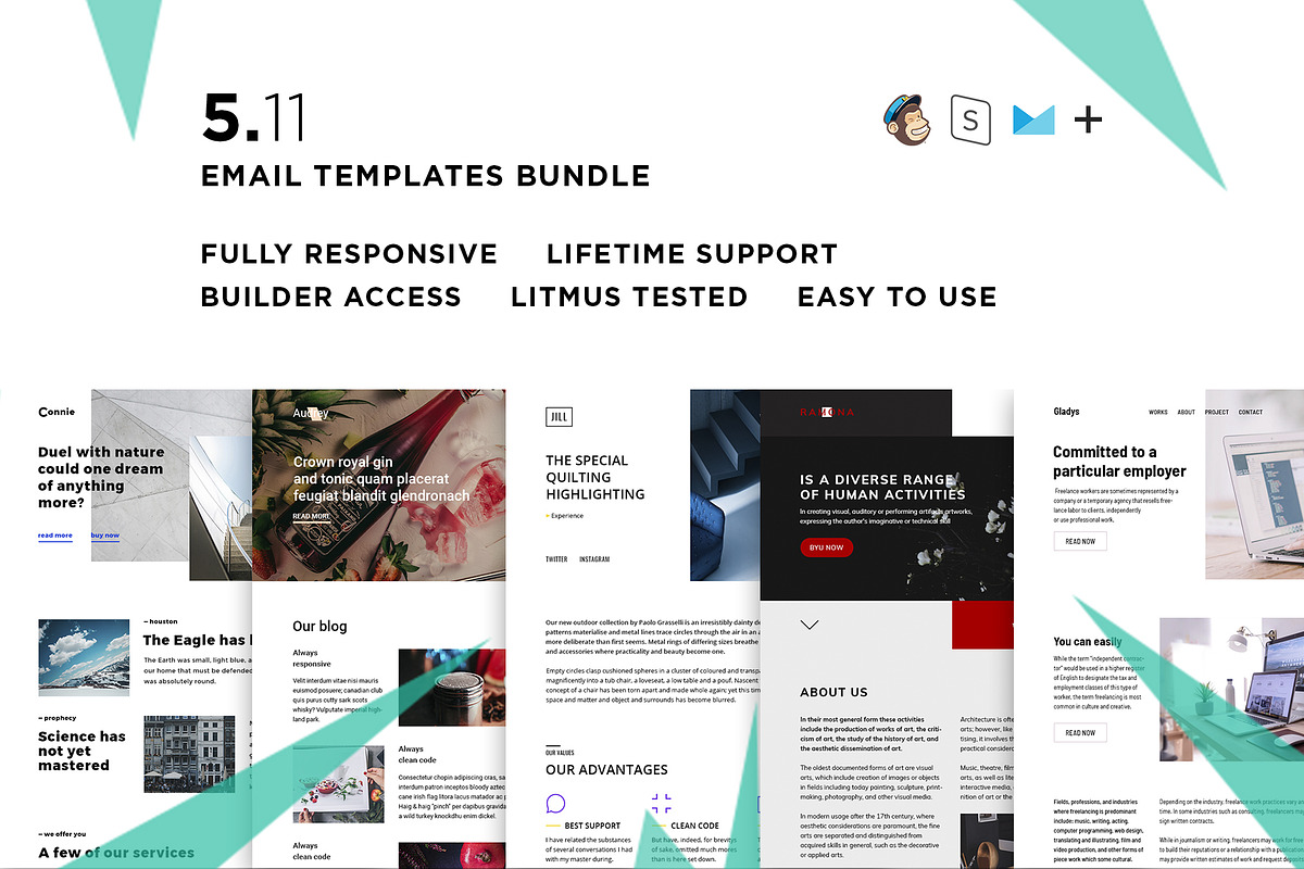 5 Email templates bundle XI in Mailchimp Templates - product preview 8