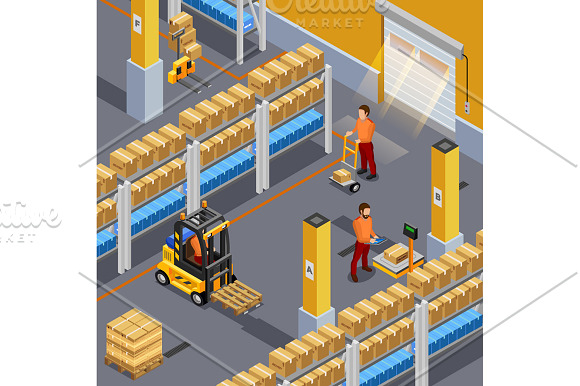 Warehouse Isometric Set in Illustrations - product preview 3