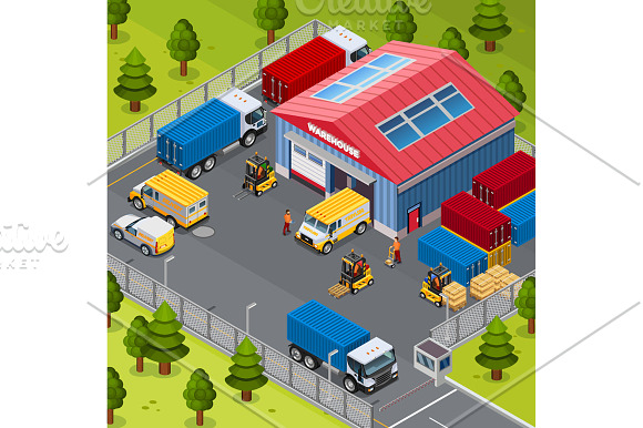 Warehouse Isometric Set in Illustrations - product preview 4
