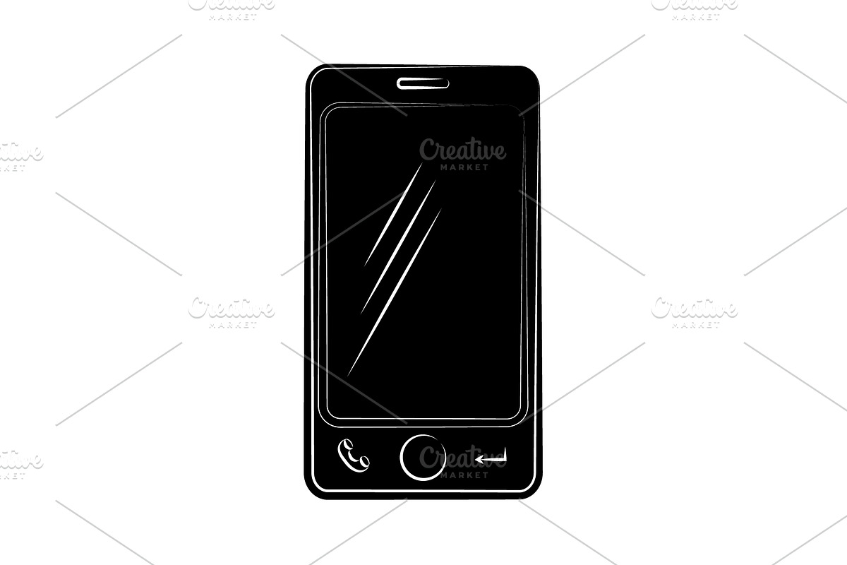 Smartphone icon vector black  in Graphics - product preview 8