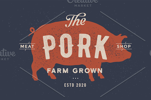 Pig, pork. Poster for Butchery
