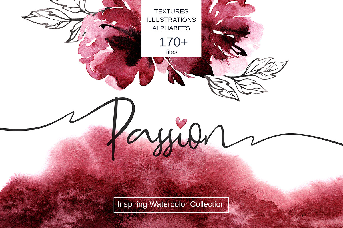 "Passion" Watercolor Collection in Objects - product preview 8
