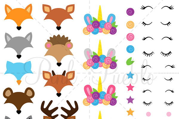 Mix and Match Animal Face Clipart