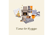Time to Hygge Vector illustration. Cozy home