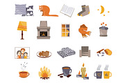 Time to Hygge. Vector flat icons set