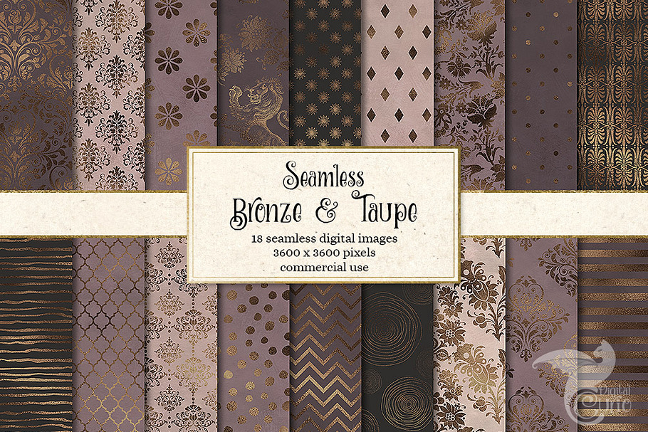 Bronze and Taupe Digital Paper in Patterns - product preview 8