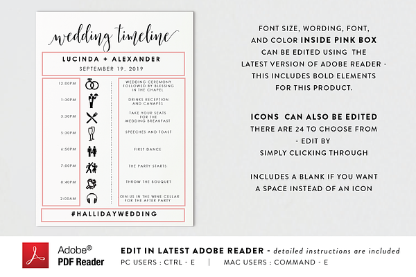 Wedding Timeline - Editable PDF