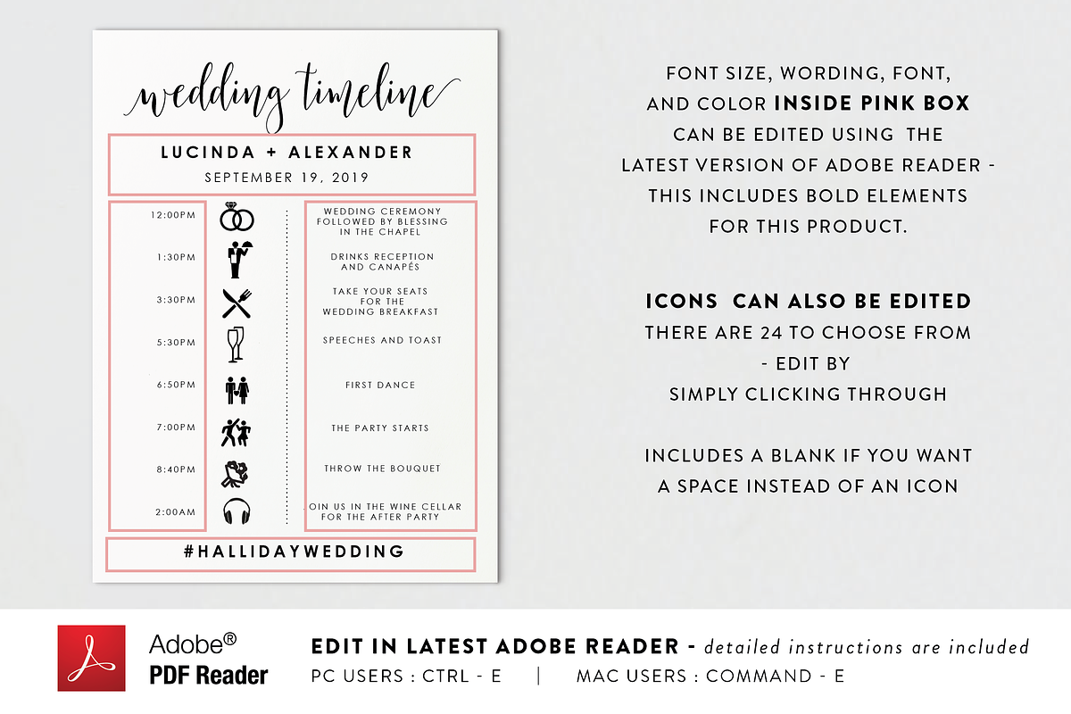 Wedding Timeline - Editable PDF in Stationery Templates - product preview 8