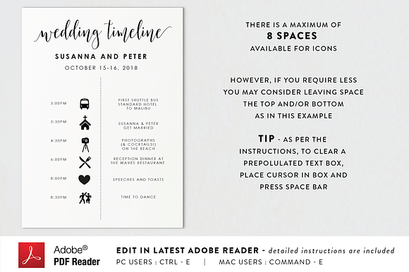 Wedding Timeline - Editable PDF in Stationery Templates - product preview 1