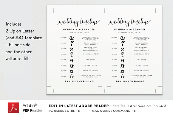 Wedding Timeline - Editable PDF in Stationery Templates - product preview 4