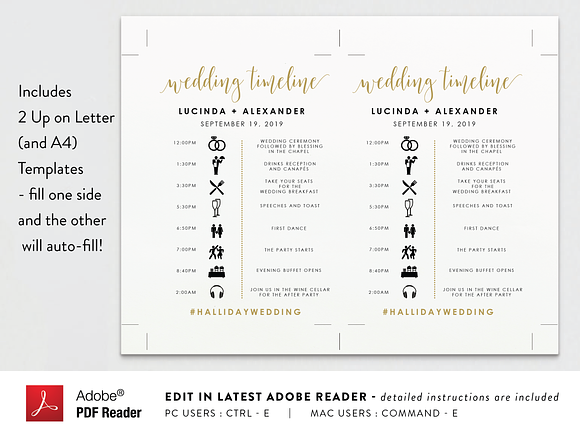Wedding Timeline - Editable PDF in Stationery Templates - product preview 3