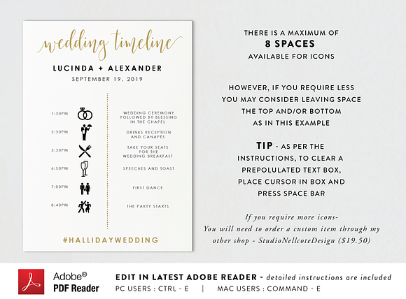 Wedding Timeline - Editable PDF in Stationery Templates - product preview 4