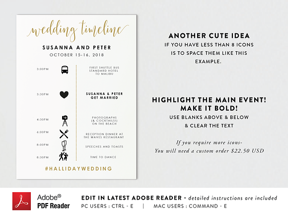 Wedding Timeline - Editable PDF in Stationery Templates - product preview 5
