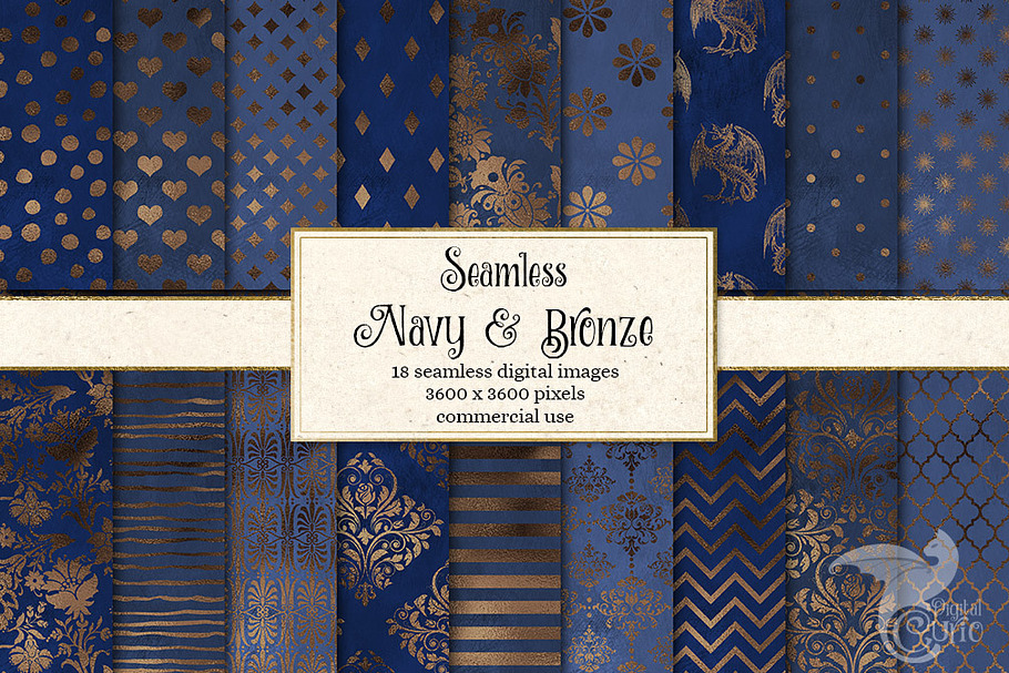 Navy and Bronze Digital Paper in Textures - product preview 8