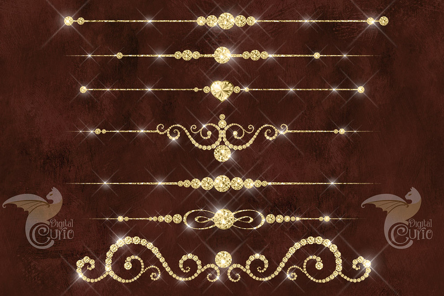 Gold Diamond Dividers Clipart