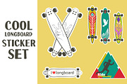 Cool longboard sticker set