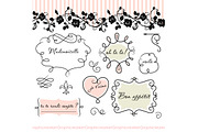 French Frames clip art with patterns