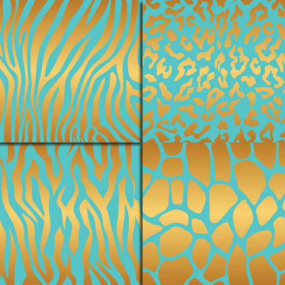 Golden Animal Print on Teal in Textures - product preview 1