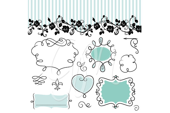 French Frames clip art with patterns in Illustrations - product preview 1