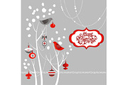 Christmas Clip Art, birds, tree