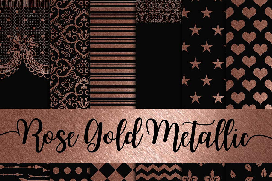 Rose Gold Metallic Digital Paper