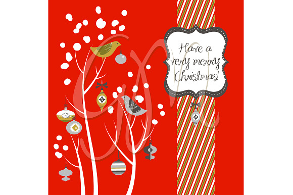 Christmas Clip Art, birds, tree in Illustrations - product preview 2