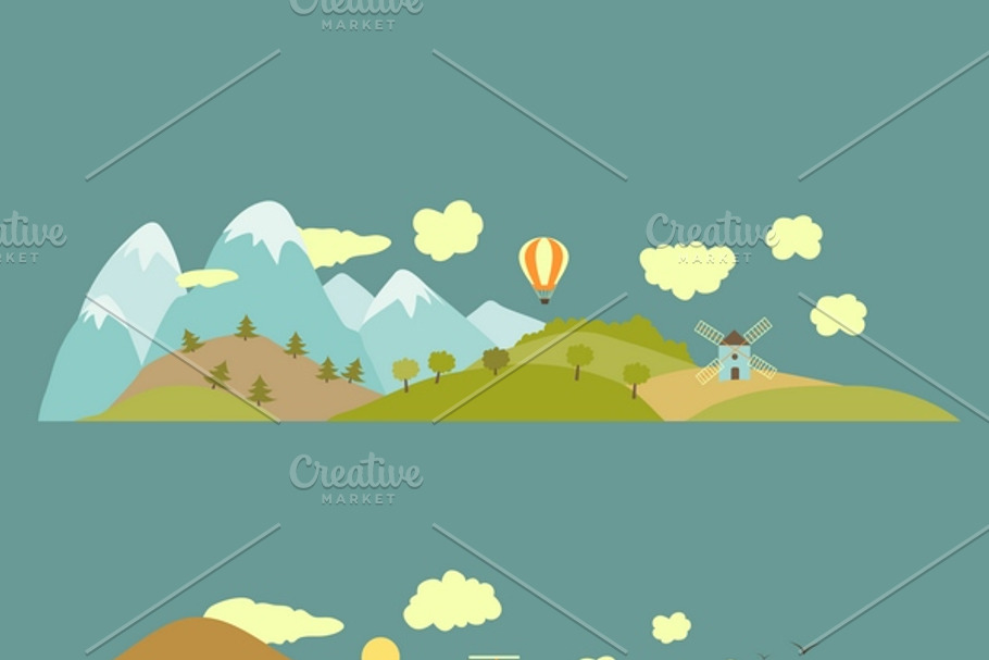 Landscapes:mountain,plain,sea,desert in Illustrations - product preview 8