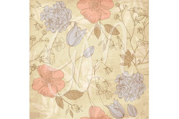 Flower Designs papers vintage style in Illustrations - product preview 3
