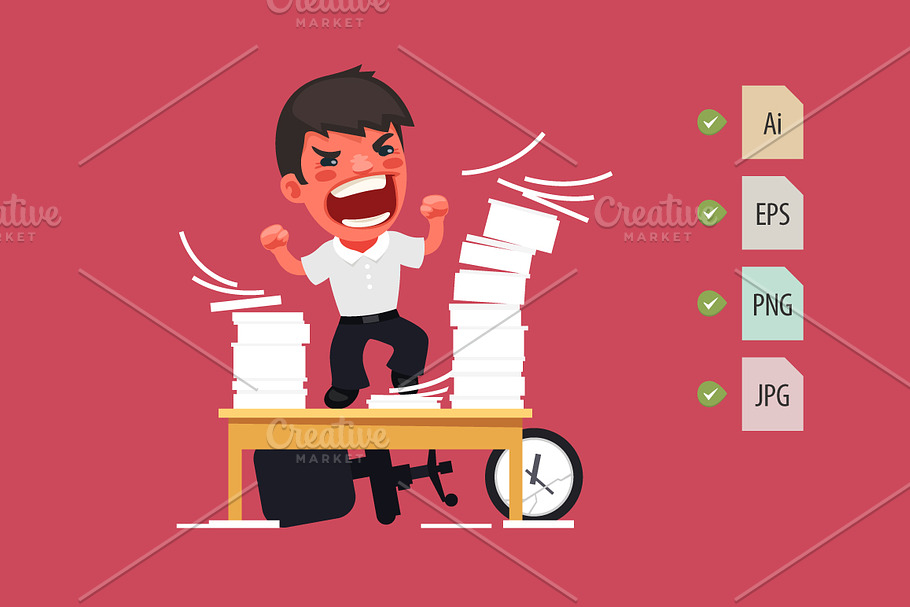 Hysterical Angry Manager in Illustrations - product preview 8