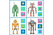 Robot Set Images Collection Vector Illustration