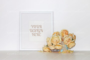 Frame mockup with a bouquet