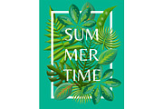 Summertime Background with Tropical Green Leaves