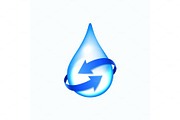 Water drop with blue arrows