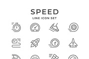Set line icons of speed