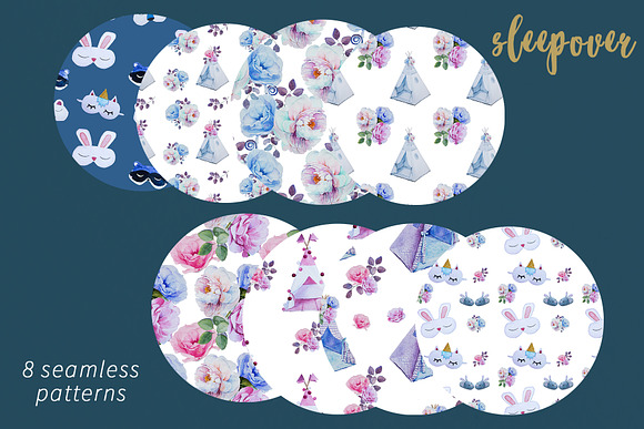 Watercolor Sleepover Clipart Set in Illustrations - product preview 3