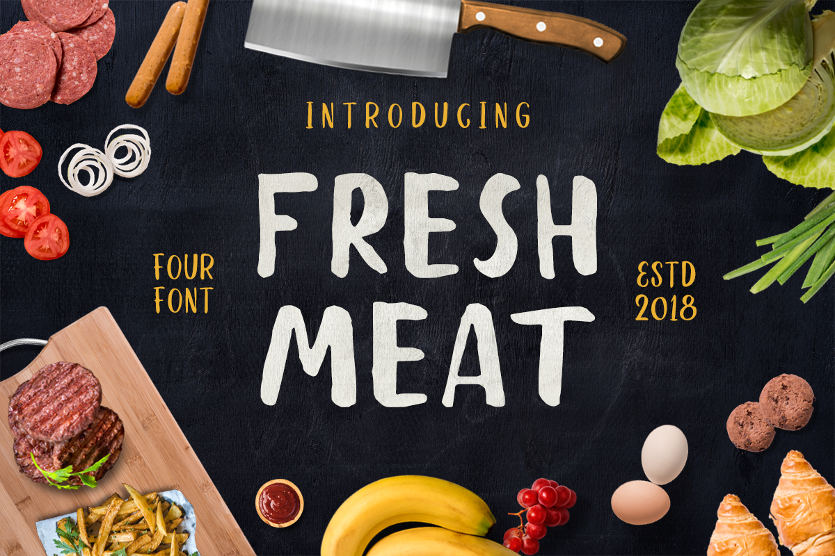 Fresh Meat 4 Font Pack + Bonus in Display Fonts - product preview 8