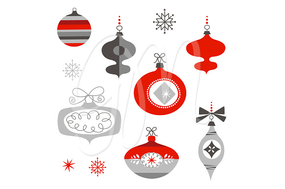 Christmas Clip Art, ornaments, balls in Illustrations - product preview 2