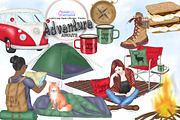 Watercolor Camping clipart 