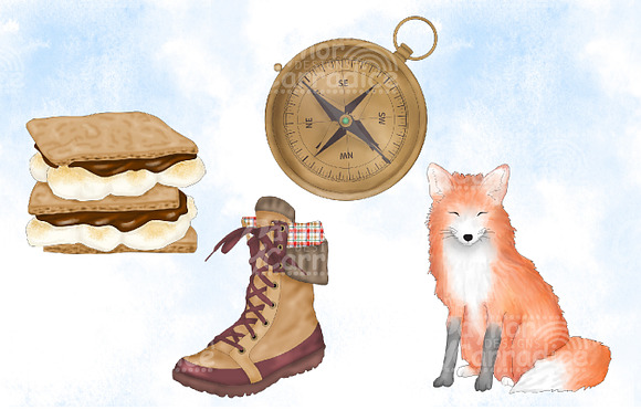 Watercolor Camping clipart  in Illustrations - product preview 3