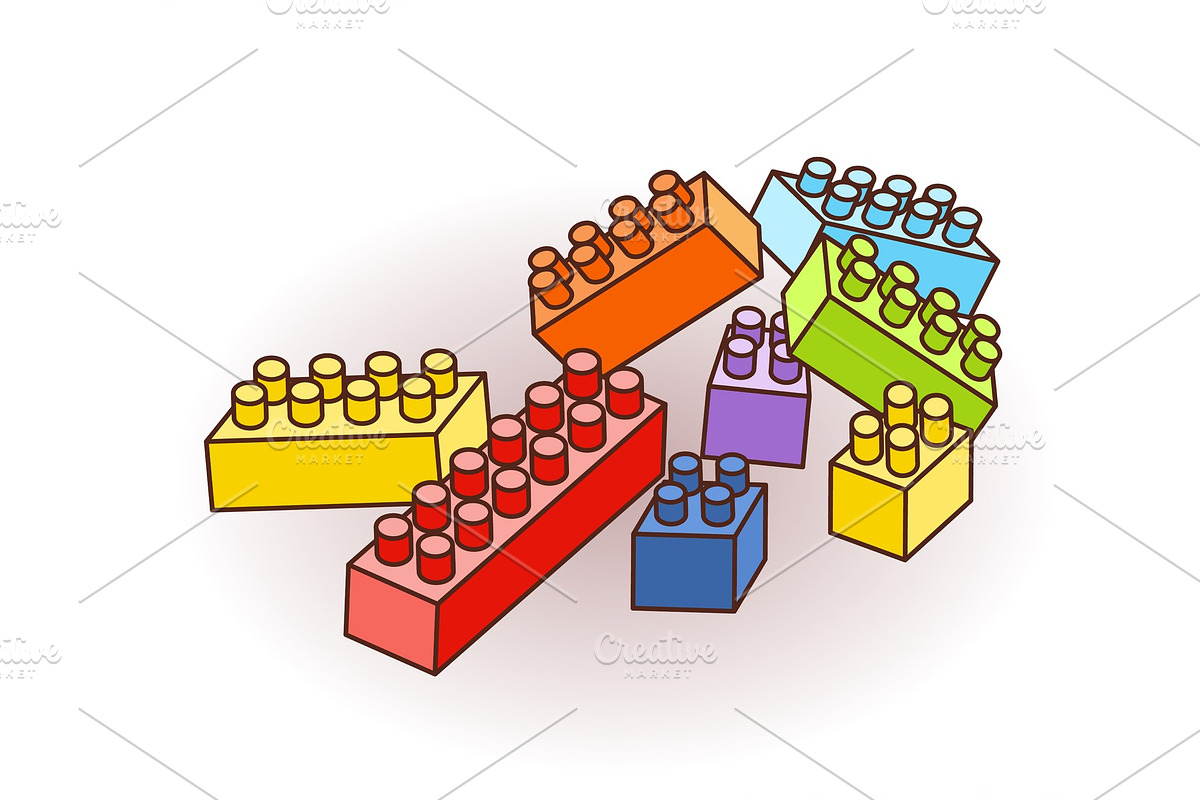 Isometric Plastic Building Blocks and Tiles in Objects - product preview 8