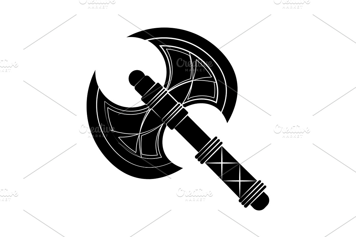  Double-sided ax icon black on white in Graphics - product preview 8