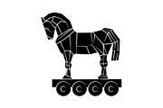 Trojan horse icon black on white 