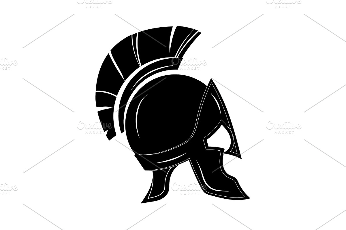 Greek helmet icon black on white  in Graphics - product preview 8