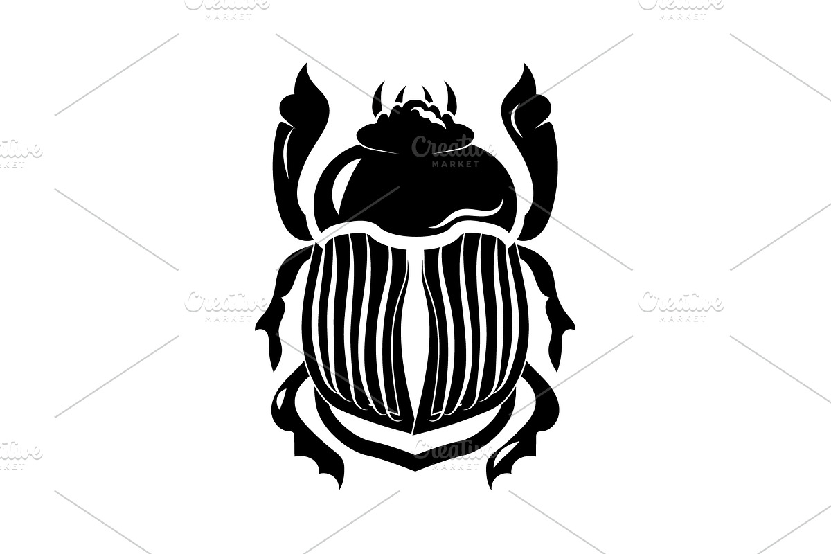 Scarab icon vector black on white  in Graphics - product preview 8